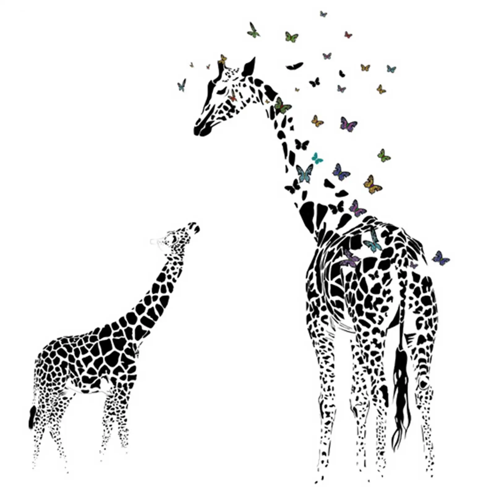 

Waterproof Wall Sticker Giraffe Butterfly Adhesive Removable Home Decoration For Living Room Bedroom Background Decoration