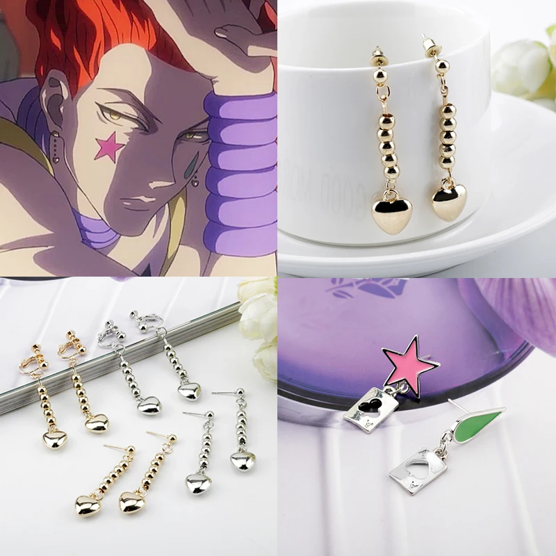 

Anime HUNTER X HUNTER Hisoka Earrings Star Teardrop Poker Heart Pendant Earrings For Women Men Jewelry Friends Christmas Gift