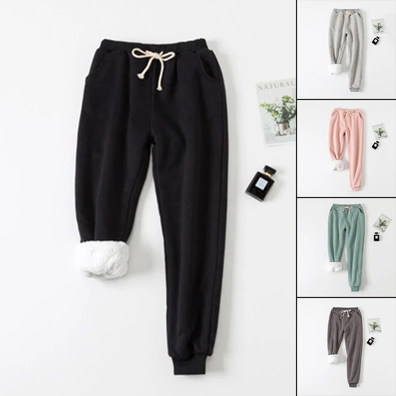 

Velvet Thicken Pants Women Autumn Winter Ribbed High Waist Trousers Casual Solid Warm Trousers 2020 Fashion Sweatpants