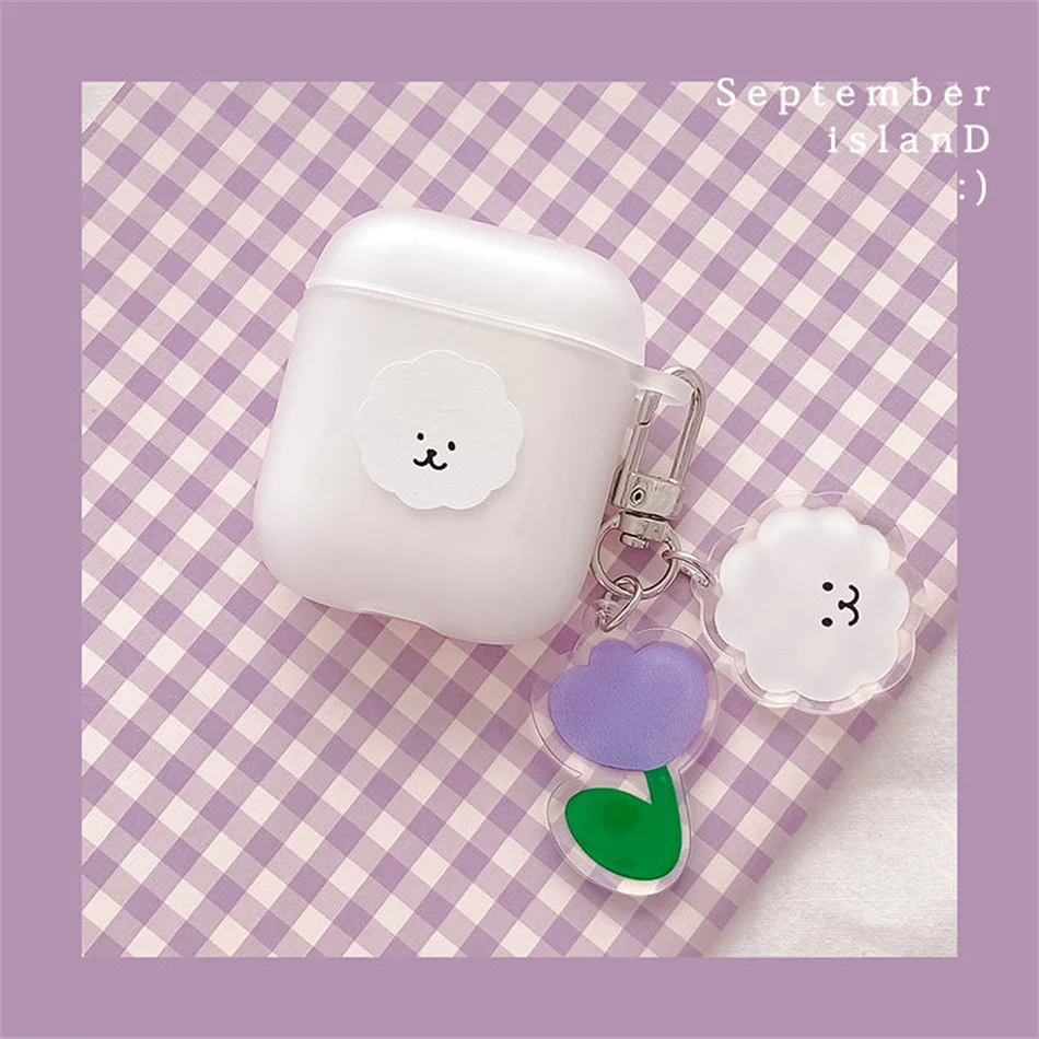 

Защитный чехол с симпатичной собакой для AirPods 1, 2, Bluetooth-гарнитура, матовый Мягкий силиконовый чехол с подвеской для Air Pods