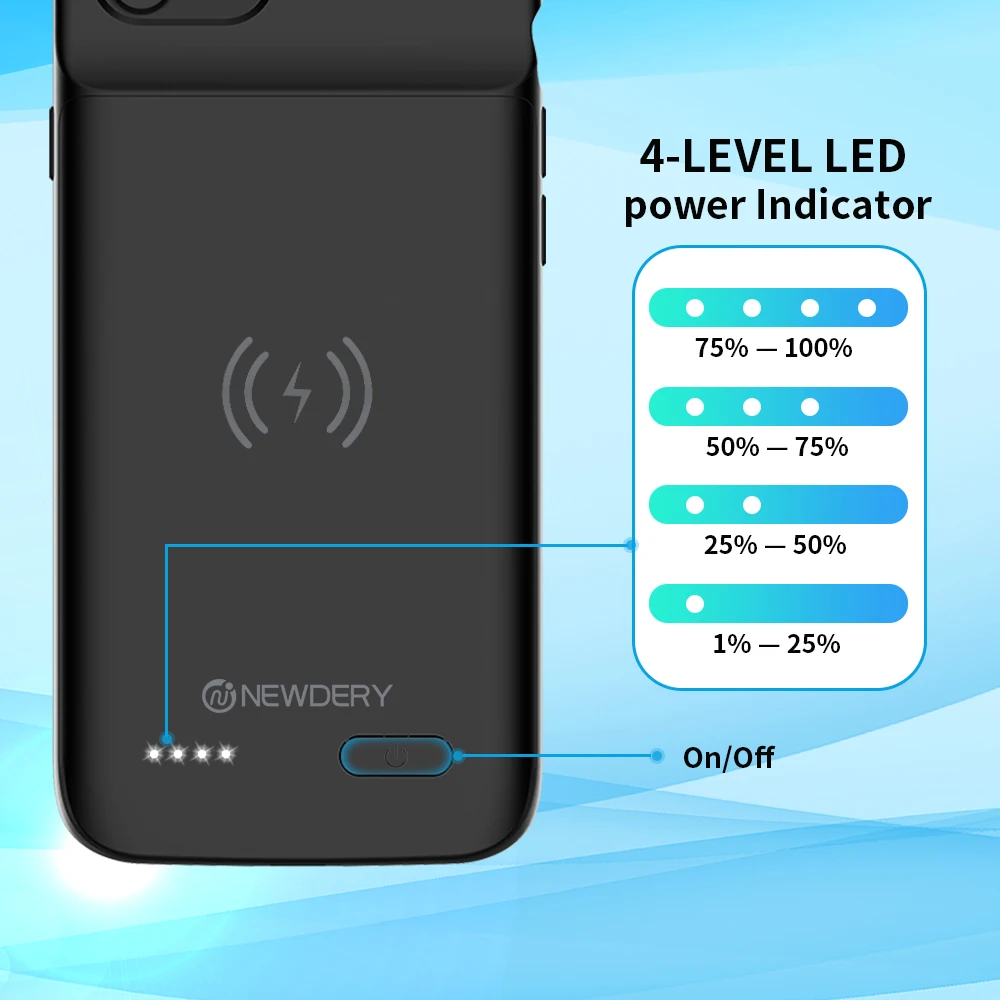 NEWDERY батарея чехол для iPhone 6, 6s, 3200mAh Беспроводное зарядное устройство чехол совместимый с iPhone 6, 6s, портативный аккумулятор C