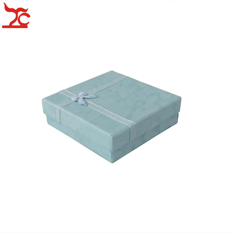BLUE 20 шт./лот, квадратная большая бумажная коробка для ювелирных изделий, 4 цвета, органайзер для хранения браслетов из нефрита, Подарочная коробка с лентой, 9*9*2 см - Цвет: BLUE