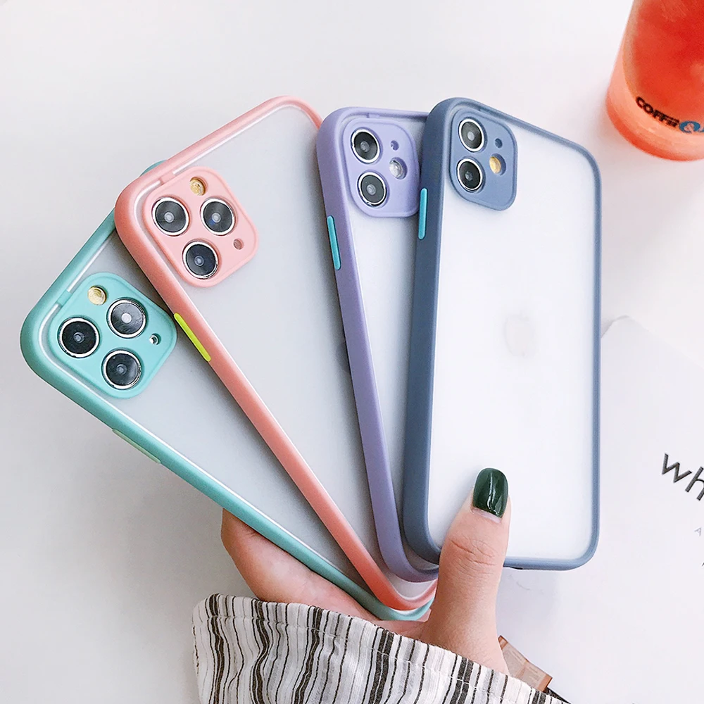 Mint Hybrid Simple Matte Bumper Phone Case for Iphone 11 Pro Max Xr Xs 6s 8 7 Plus Shockproof Soft Tpu Silicone Cover |