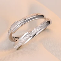 s925 sterling silver frosted couple ring fashion jewelry cubic zirconia eternity wedding band rings for teen girls