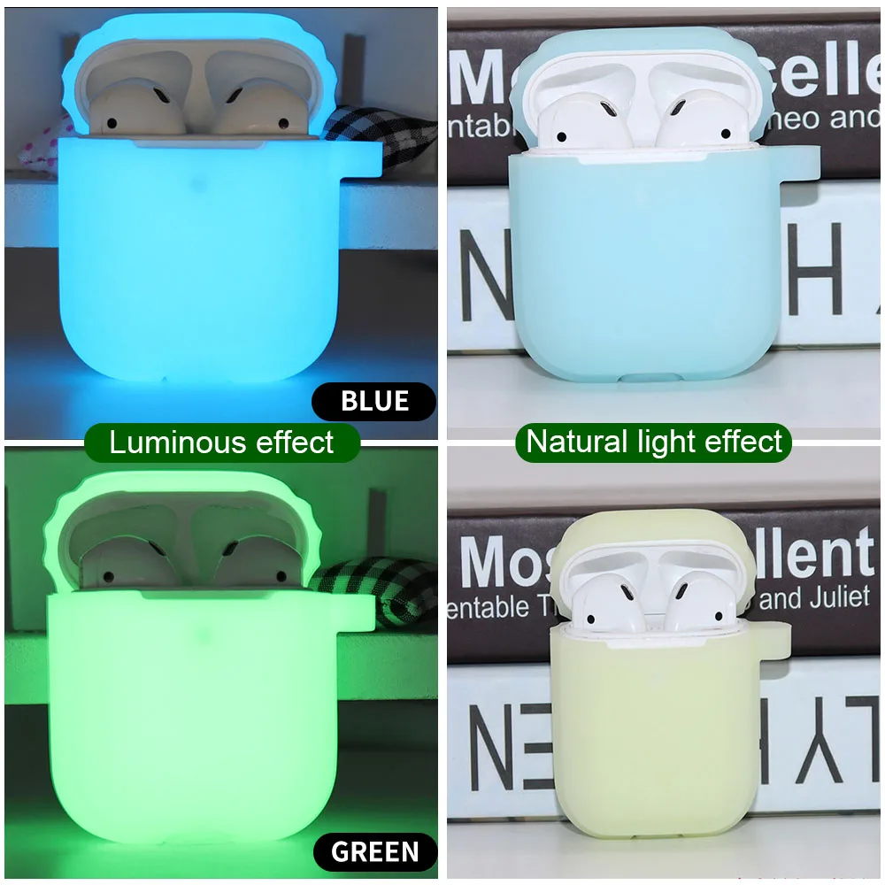 

Soft Silicone Earphone Case For AirPods 1 2 Night Fluorescent Luminous Bluetooth Earphones Protective Case For Apple AirPods 1 2