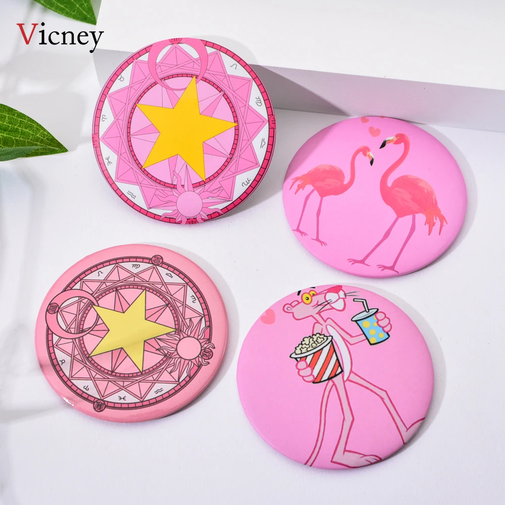 Vicney Новый Портативный Женский Карманный круглый милый мультяшный узор Розовый