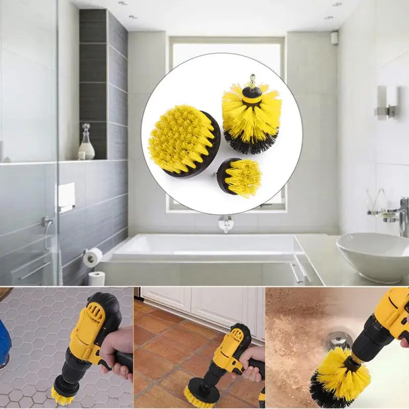 3Pcs/Set Power Scrubber Brush Set For Car Bathroom Drill Brushes Cordless Attachment Kit Toilet Cleaning | Автомобили и мотоциклы