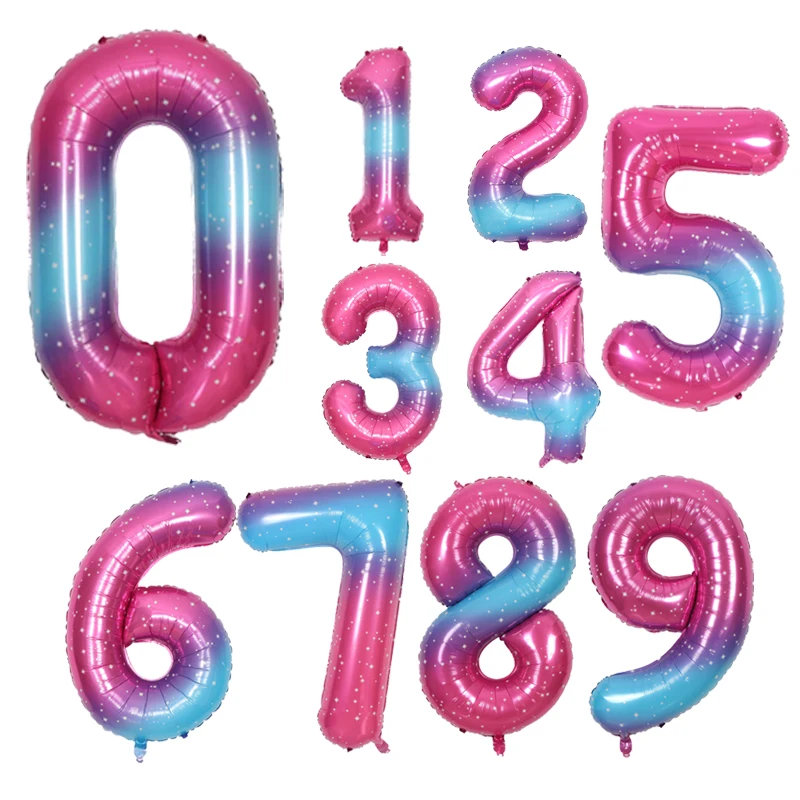 

Воздушные шары из фольги в виде цифр, 40 дюймов, большие, 0-9, синий, красный градиент, гелиевые, воздушные шары в форме цифр