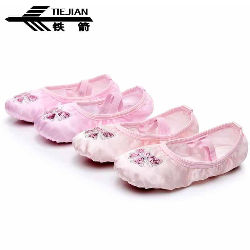 

Flat Dance Shoes Children's Sequins Embroidery Ballet Shoes Comfortable Satin Soft Bottom Girls Women Chaussures De Danse