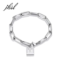 26 letters women bracelets statement link chain bangles stainless steel girlfriend birthday gift fashion jewelry dropship