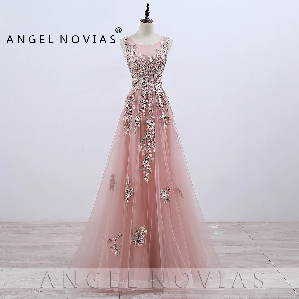 Длинные элегантные платья для выпускного вечера пыльно-розового цвета 2020