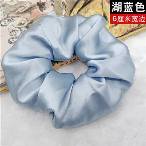 LakeBlue Модные женские элегантные 6 см ширина чистый шелк резинки для волос милая резинка OL базовый зажим для волос конский хвост держатель - Цвет: LakeBlue
