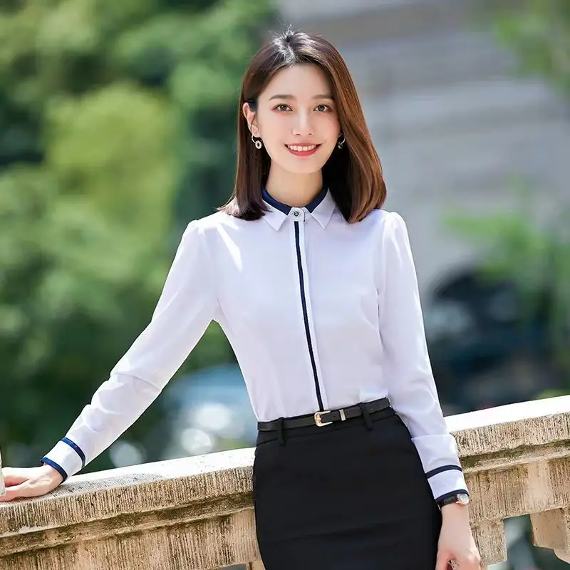 

Autumn Women's Long Sleeve OL Office Shirt Women Tops and Blouses Solid Color Shirts Elegant Ladies Loose Top Plus Size Q598