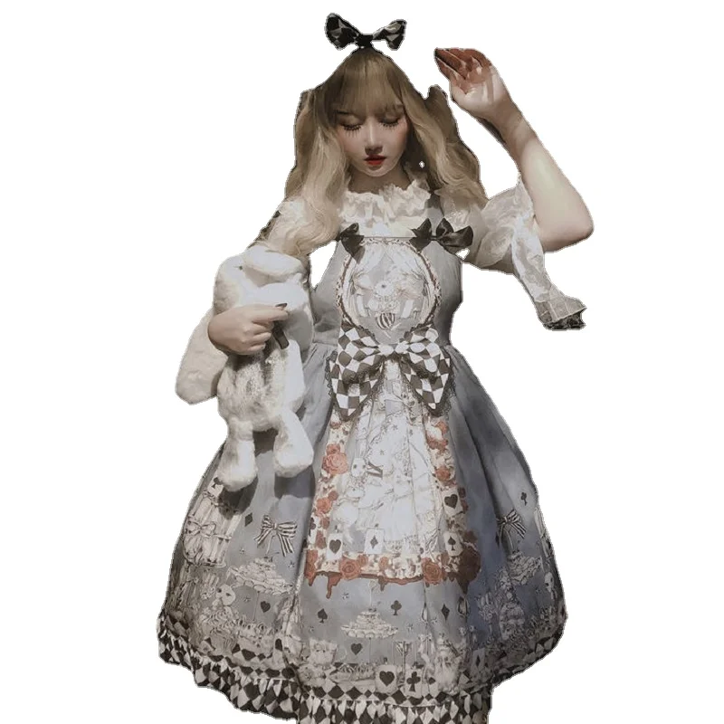 

Japanese Gothic Lolita Dress Girls Vintage Dark Funeral Lolita Jsk Dress Women Harajuku Cool Sleeveless Punk Suspender Dresses