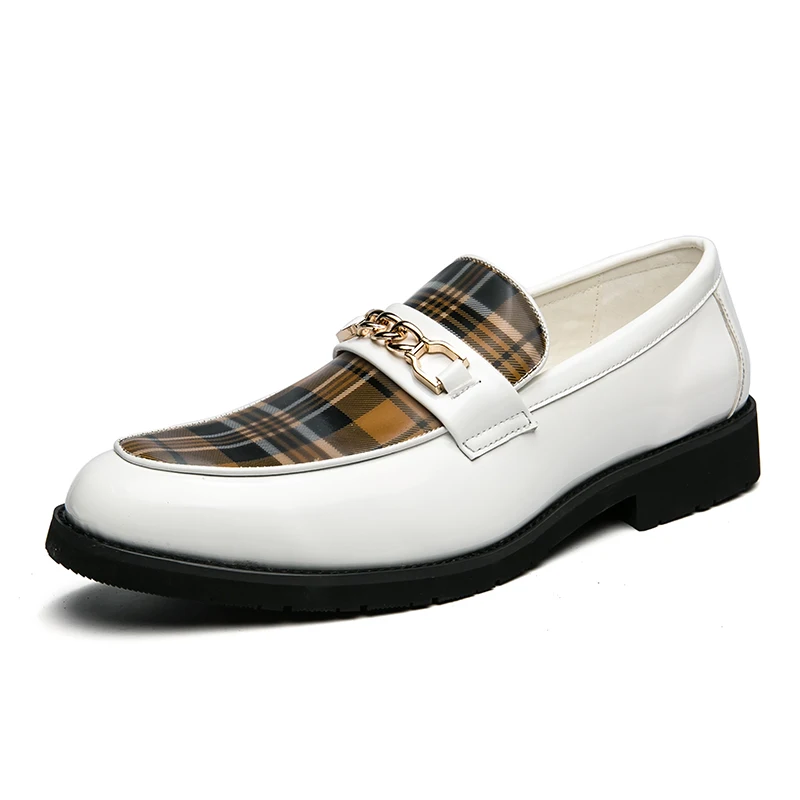

38-48 White Leather Loafers Mens Slip On Shoe Casual Man Moccasins for Men Business Yuppie Flats Wedding Shoes Gentleman Classic