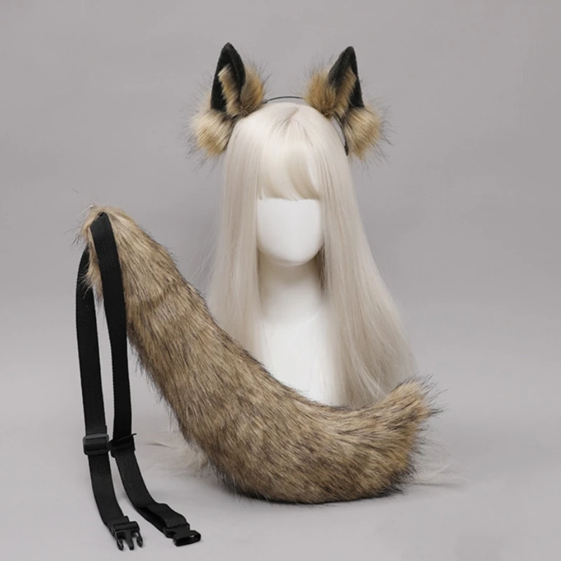 Женская юбка-обруч с длинным хвостом и ушками волка |