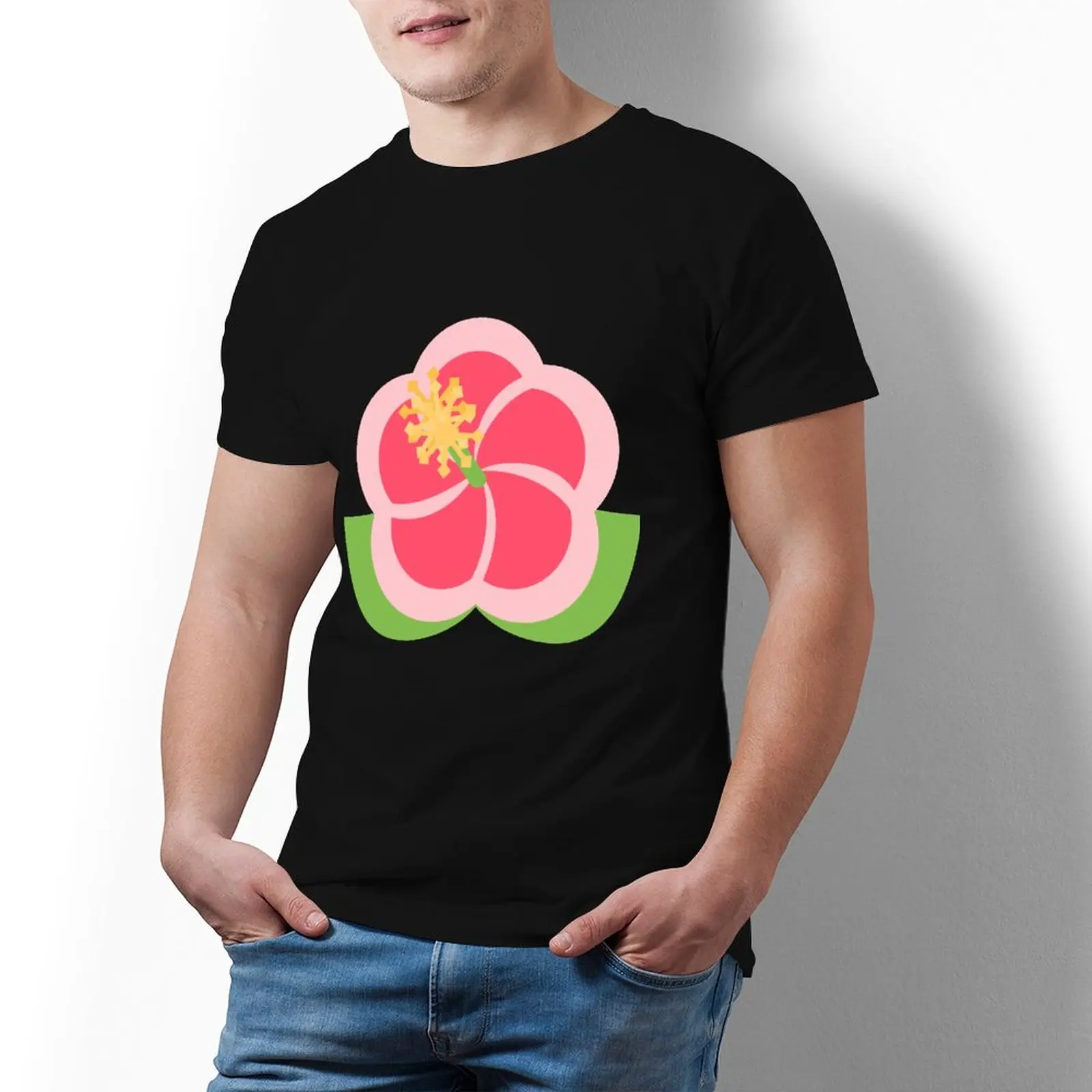 

Футболка Hibiscus забавная хлопковая летняя футболка с коротким рукавом Футболка с принтом оверсайз для мужчин