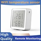 Термометр и гигрометр Tuya, комнатный и уличный измеритель влажности и температуры, часы, работает с Alexa Google Home