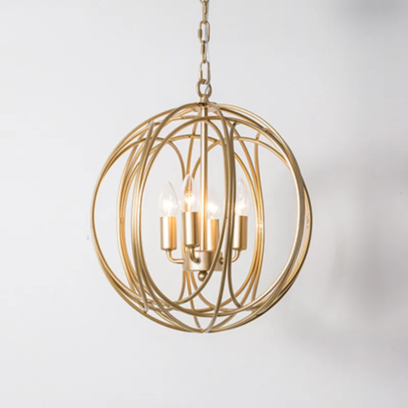 

Простая креативная круглая лампа в скандинавском стиле, современный светильник из кованого железа для столовой, спальни, кабинета, роскошн...