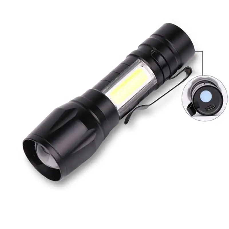 

LED Flashlight USB Rechargeable Work Light strong light zoom flashlight Lamp 3 Modes Red Emergency light Camping Tent Lant