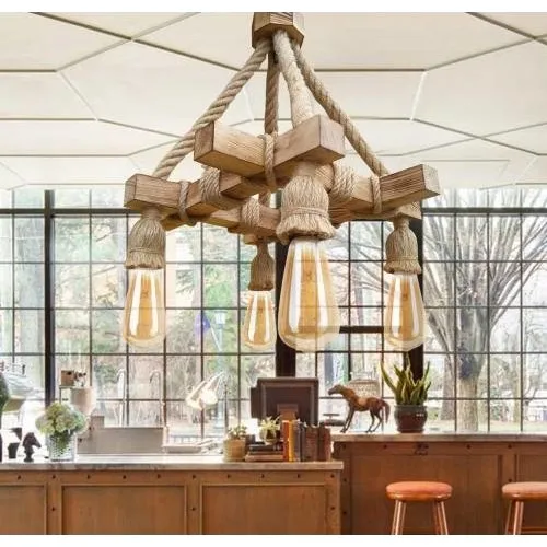 Деревянная люстра в деревенском стиле, стильная лампа для внутреннего освещения для кафе, бара, ресторана, гостиной, особый дизайн от AliExpress RU&CIS NEW