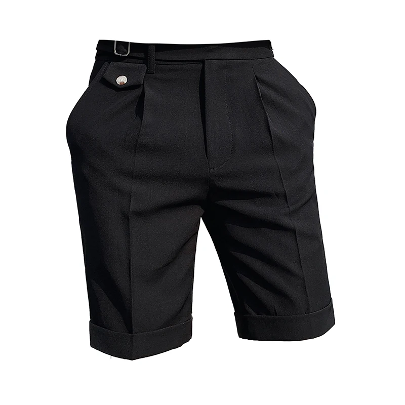 

British Style Summer Slim Fit Business Suit Shorts Men Clothing 2021 Simple Knee Length Casual Straight Short Homme Formal Wear