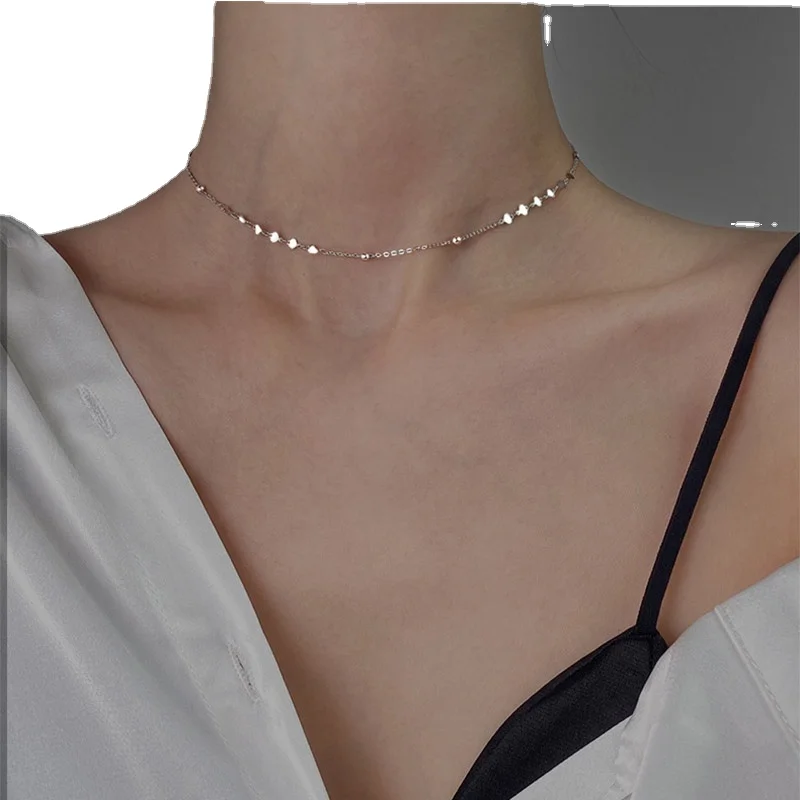 

Женское колье-чокер из серебра 925 пробы, с цепочкой до ключиц