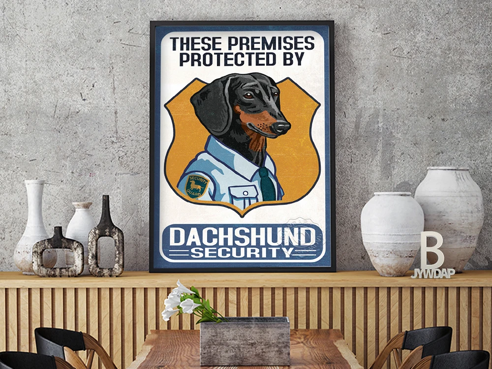 Винтажная животная Картина на холсте такса охранная собака знака стена