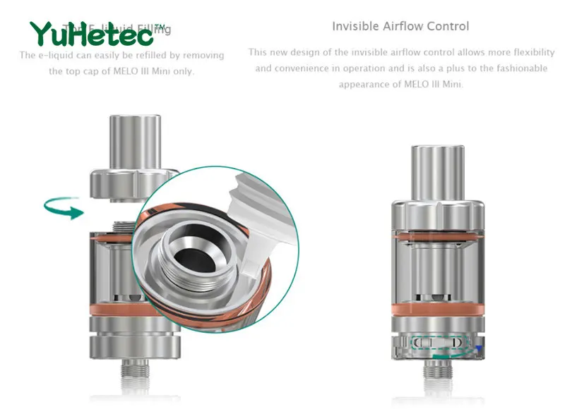 

YUHETEC Melo 3 Mini tank atomizer 0.5ohm coil 2ml 4ml vape pen Electronic Cigarette MELO III Mini