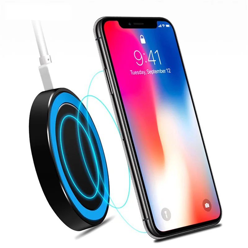 Ультратонкое Беспроводное зарядное устройство Mini QI для Xiaomi Mi 8 9 Huawei P20 IPhone 7 X XS