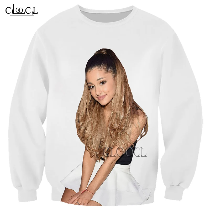 

HX Singer Ariana Grande 3D Print Men Women Fashion Hip Hop Long Sleeve Tracksuit Harajuku Pullover Casual Tops Drop Shipping