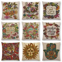 india style gorgeous pattern flower meaningful words cushion cover pillow case