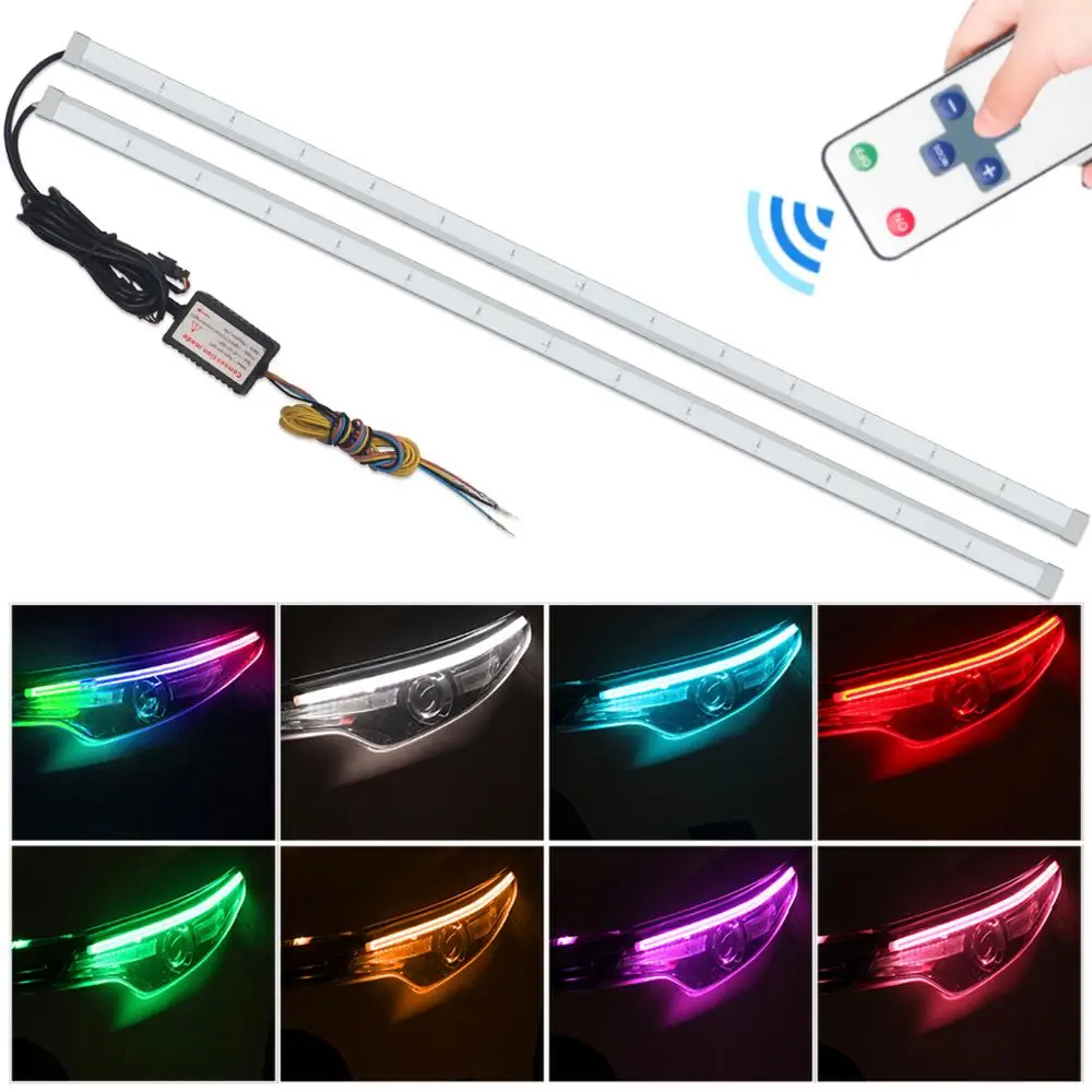 RGB DRL полосная фара полосы для Ford Fiesta ST Focus 2 MK2 Fusion Mondeo MK4 автомобиля дневного света красочные дальнего света