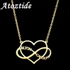 Ожерелья Atoztide с двумя именами на заказ бесконечность, полые, любовь, сердце, табличка, ювелирные изделия, ожерелья из нержавеющей стали, женская бижутерия