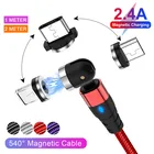 540 Поворот Магнитный кабель быстрой зарядки кабель с разъемом Micro USB Type-C кабель для зарядки мобильный телефон провод шнур для iPhone 12 11 Xiaomi mi 11 10