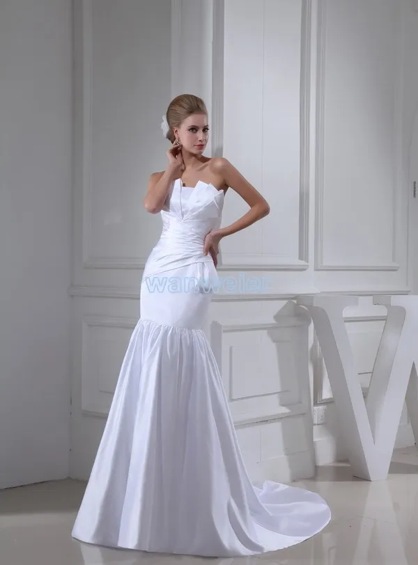 free shipping new design fashion brides bow long custom scalloped white/ivory cheap mermaid wedding dress 2016 bridal gown | Свадьбы и