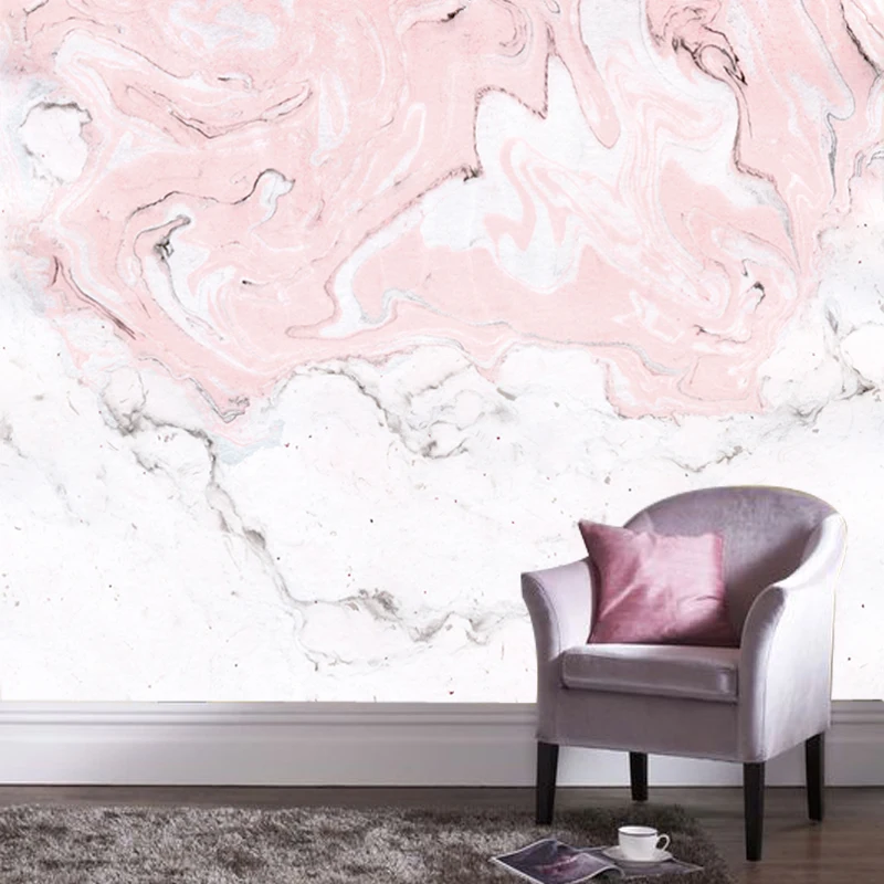 Фреска Северная Европа ретро розовый мраморный узор Гостиная ТВ Фон Стена
