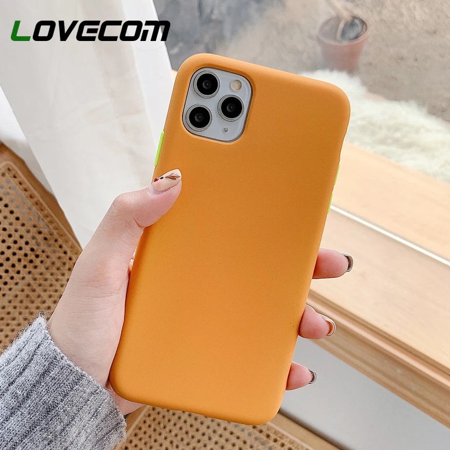 Solid Color Yellow Phone Case For iPhone 11 Pro Max XR X XS 7 8 6 Plus Soft TPU Matte Cover With 4 Random Buttons | Мобильные