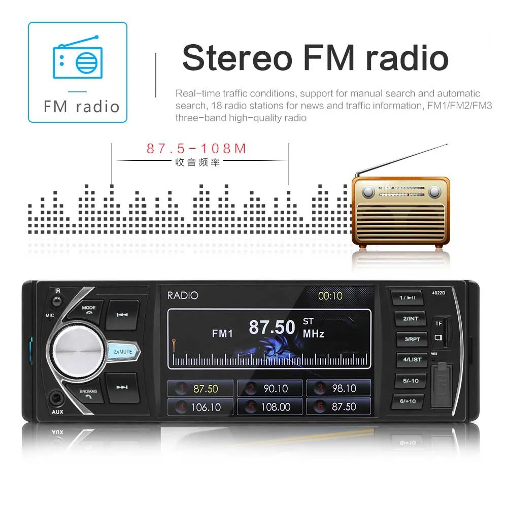 4-дюймовый автомобильный FM-радиоприемник HD MP5-плеер с Bluetooth Реверсивный