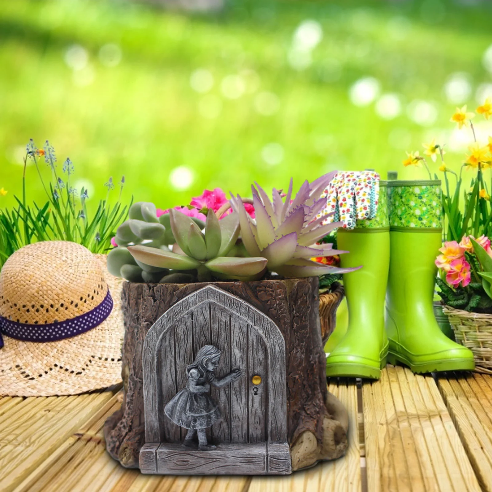 

Little Girl Resin Flower Pot Succulent Planter Table Decoration