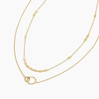 2021 new women personality double layer bead chain lock necklace fashion simple gold party chain necklace best gifts