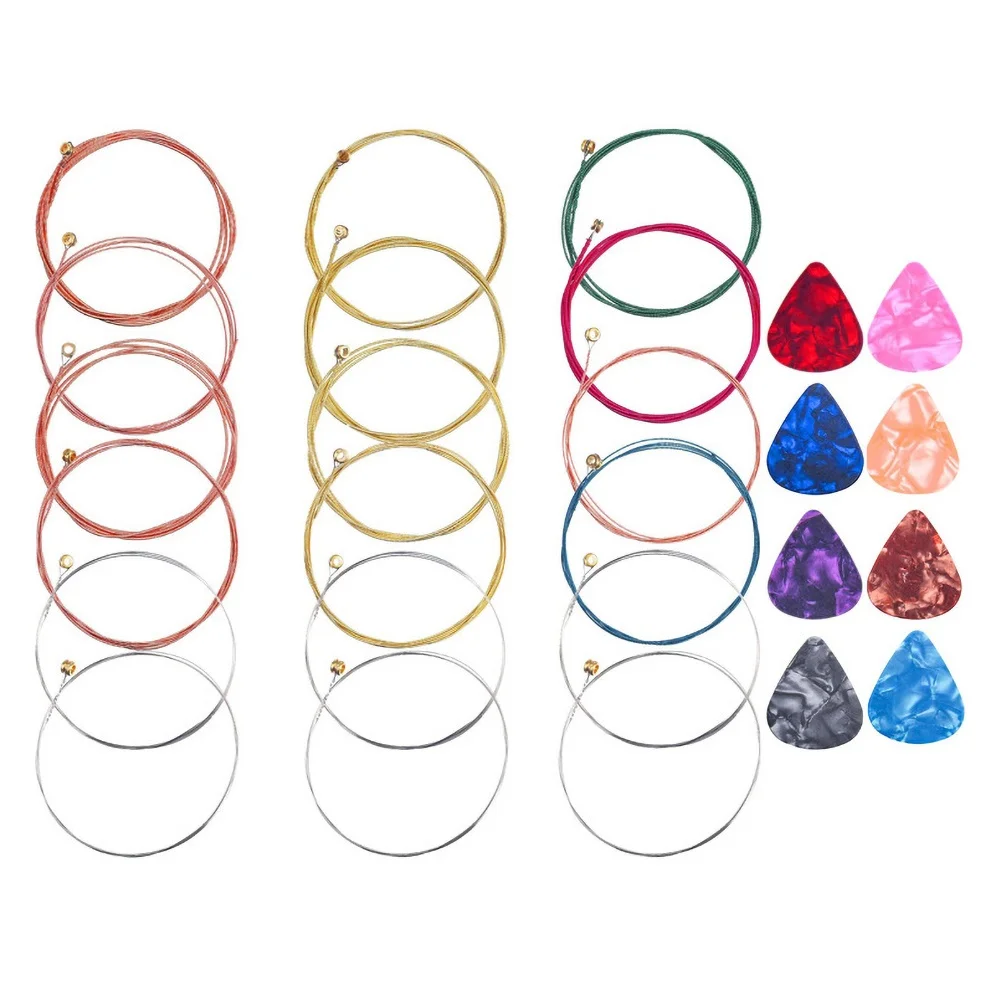 Сменные Металлические Струны для акустической гитары с 8 медиаторами 3 комплекта