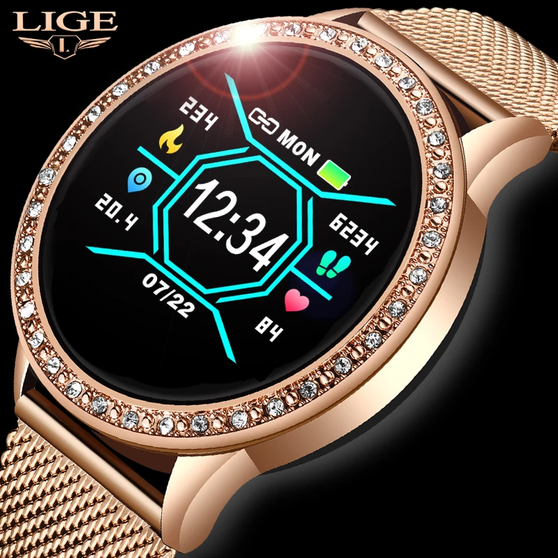 

LIGE новые женские умные часы кровяное Давление монитор сердечного ритма Фитнес трекер спортивные смарт-Braceletalarm часы напомнить Смарт-часы