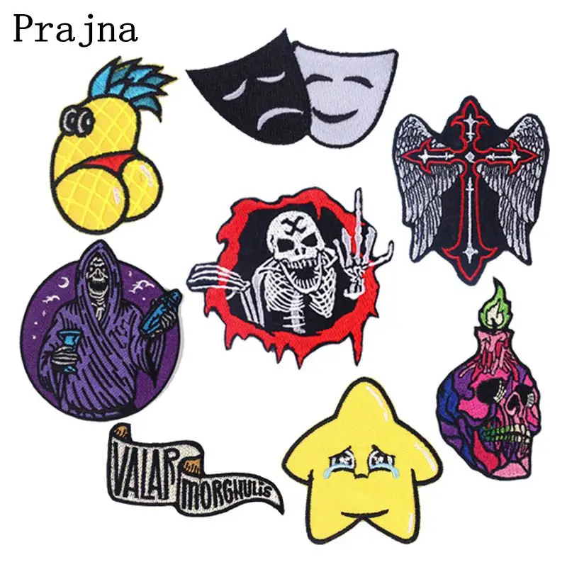 Prajna панк мультфильм патч железо на заплатках одежде вышитые патчи для одежды
