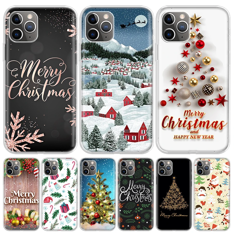 

Cartoon Christmas Pattern Silicone Case Coque For iPhone 13 Pro Max 11 12 Pro XS MAX X XR 7 8 6 6S Plus SE 2020 Back Cover