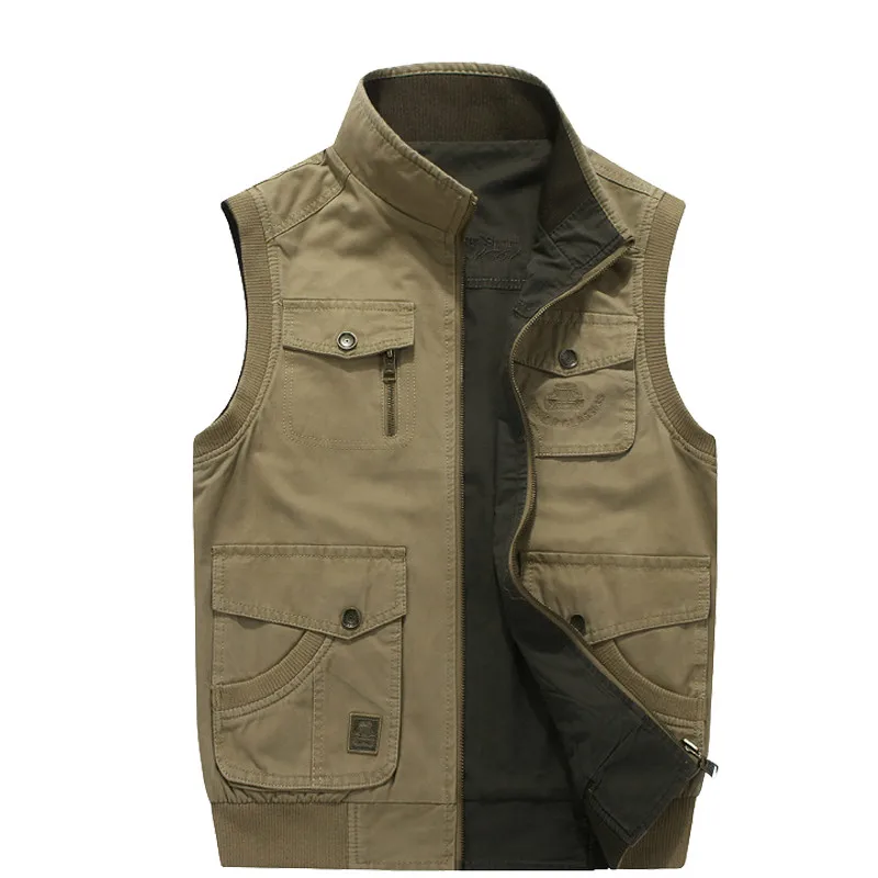 

Brand Plus Size M-8XL Men's Vest Casual Multi Pocket Vest Men Cotton Autumn Winter Waistcoat Coat colete masculino