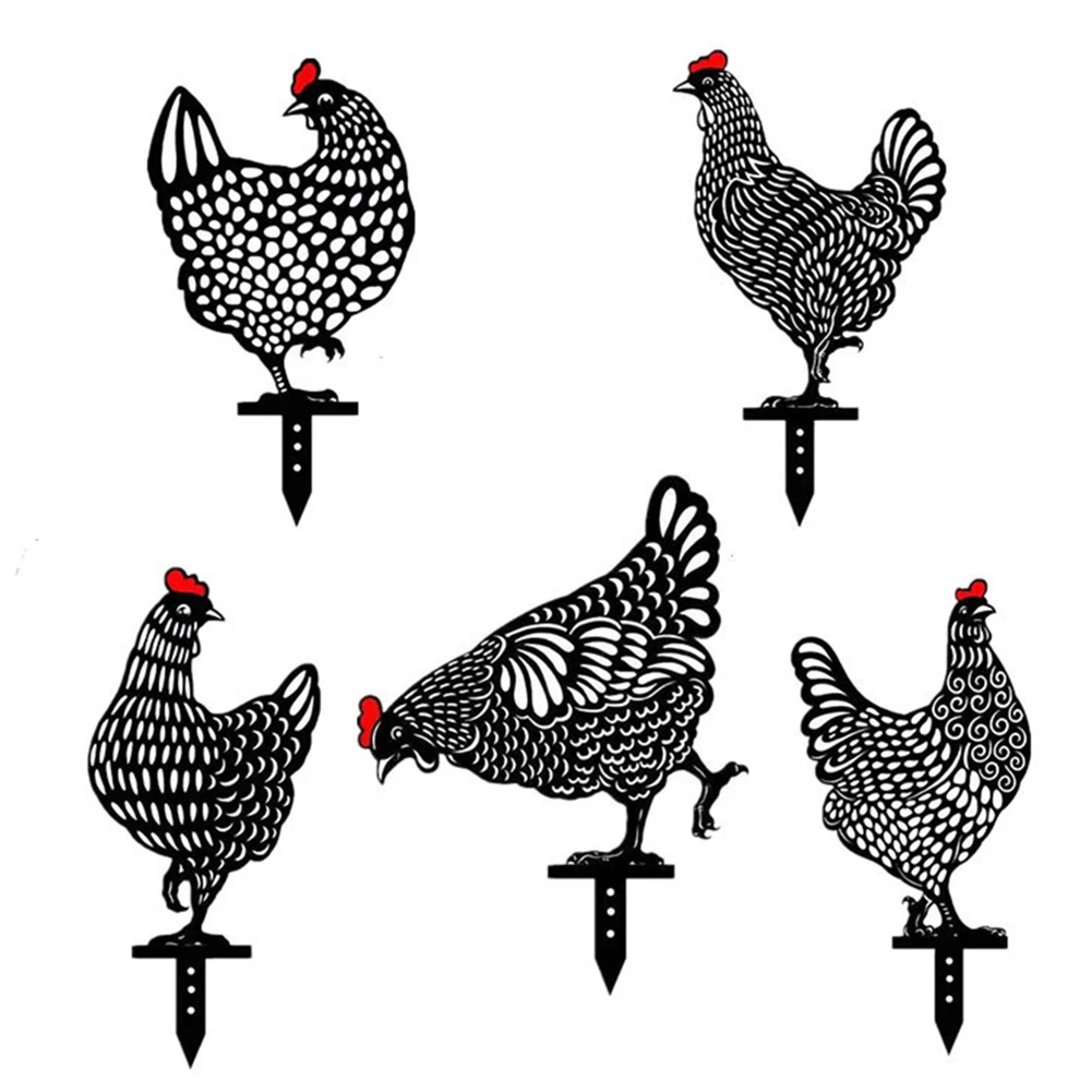 

Cute Hollow Out Design Chicken Lawn Garden Backyards Display Art Craft Outdoor Yard Acrylic Simulation Hen Statues Ornaments