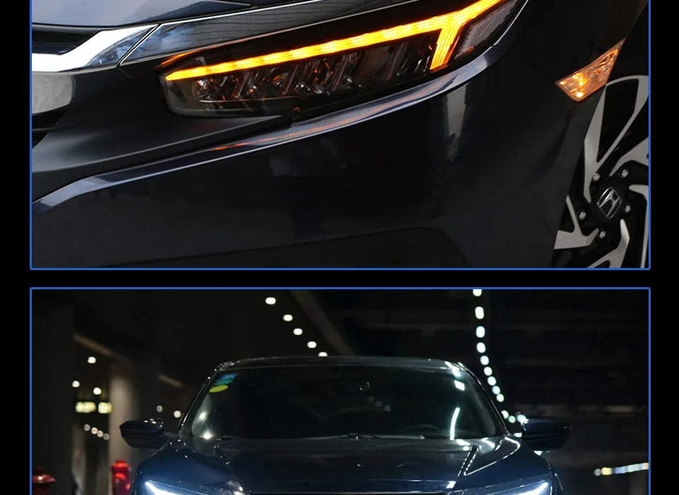 Головной фонарь для автомобиля HONDA Civic X- фары Противотуманные фары Дневные ходовые огни DRL H7 светодиодный Биксеноновая лампа автомобильные аксессуары
