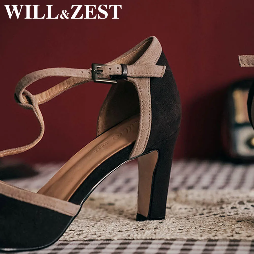 Женские замшевые сандалии из овечьей кожи Will &amp Zest обувь в японском стиле