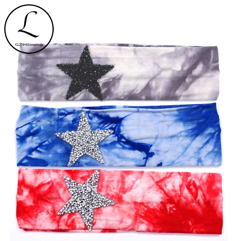 Детская Серебристая стразы повязка на голову из хлопка со звездами тюрбан для